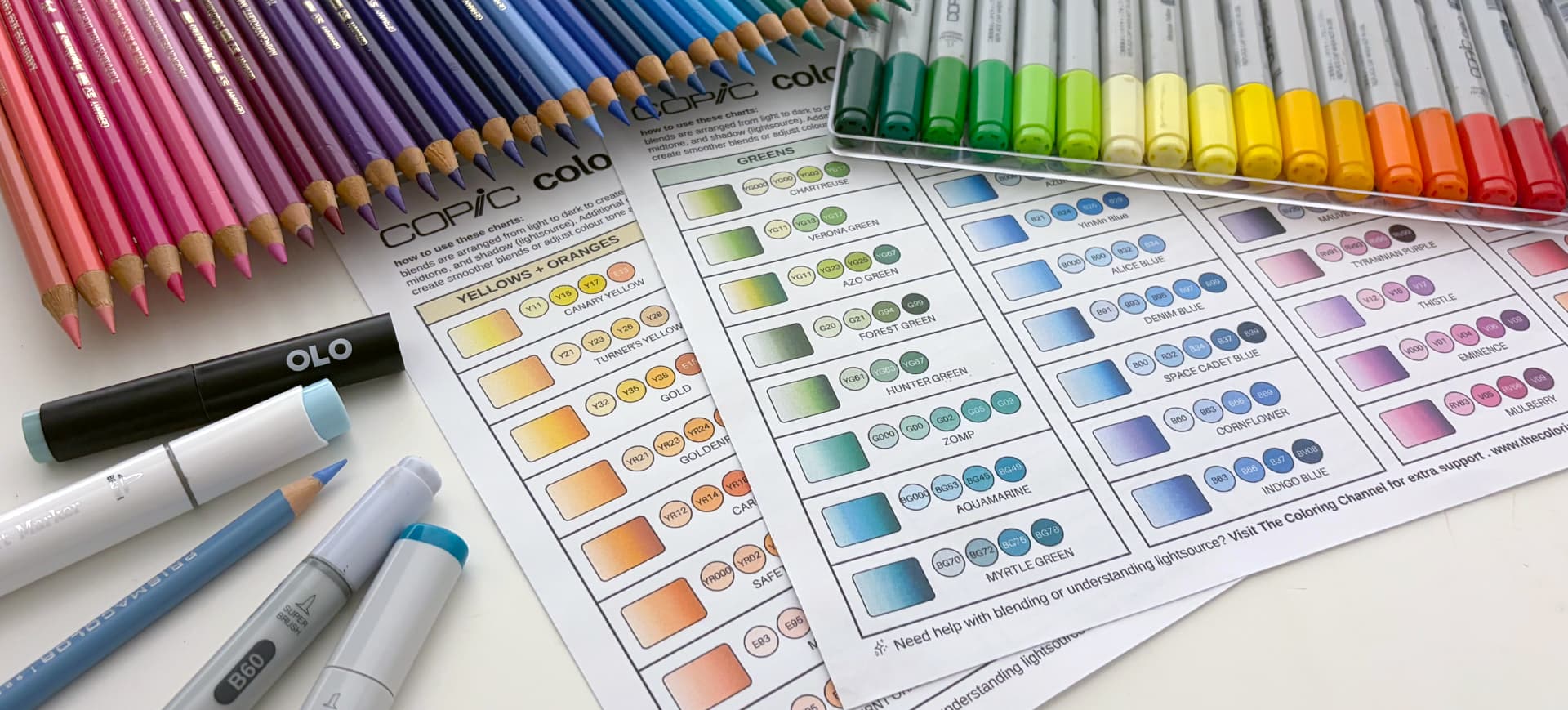 Coloring supplies and blend guides